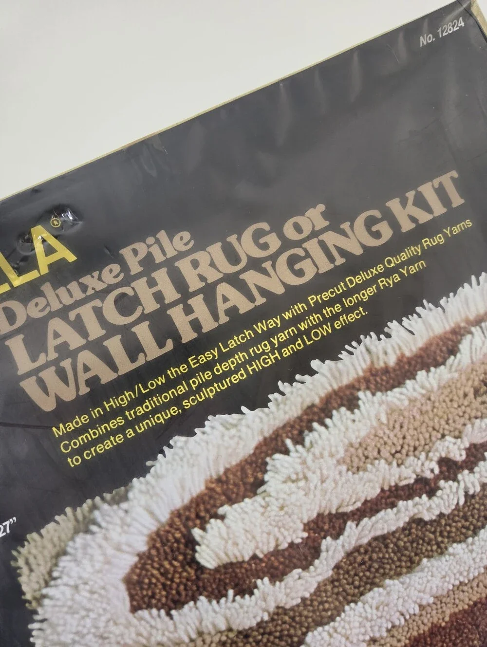 Vintage Bucilla Latch Hook Kit Oslo 20x27 Wall Hanging Rug Mid Century Modern Re